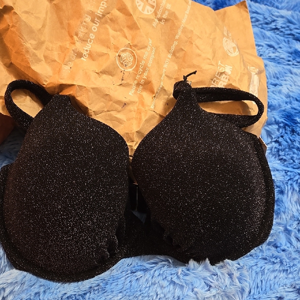 Victoria's Secret Shimmery Black Pushup Bikini Top